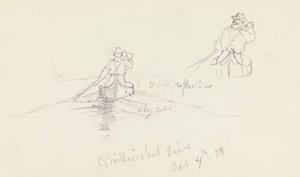 Studies of Man Paddling Canoe on Millinocket River by Frederic Edwin Church